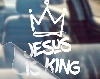 Jesus Is King Car Decal - Christian Vinyl Bumper Sticker