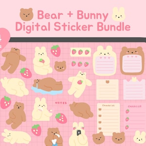 Cute Journaling Sticker Bear For Digital Journal, Cute Bear