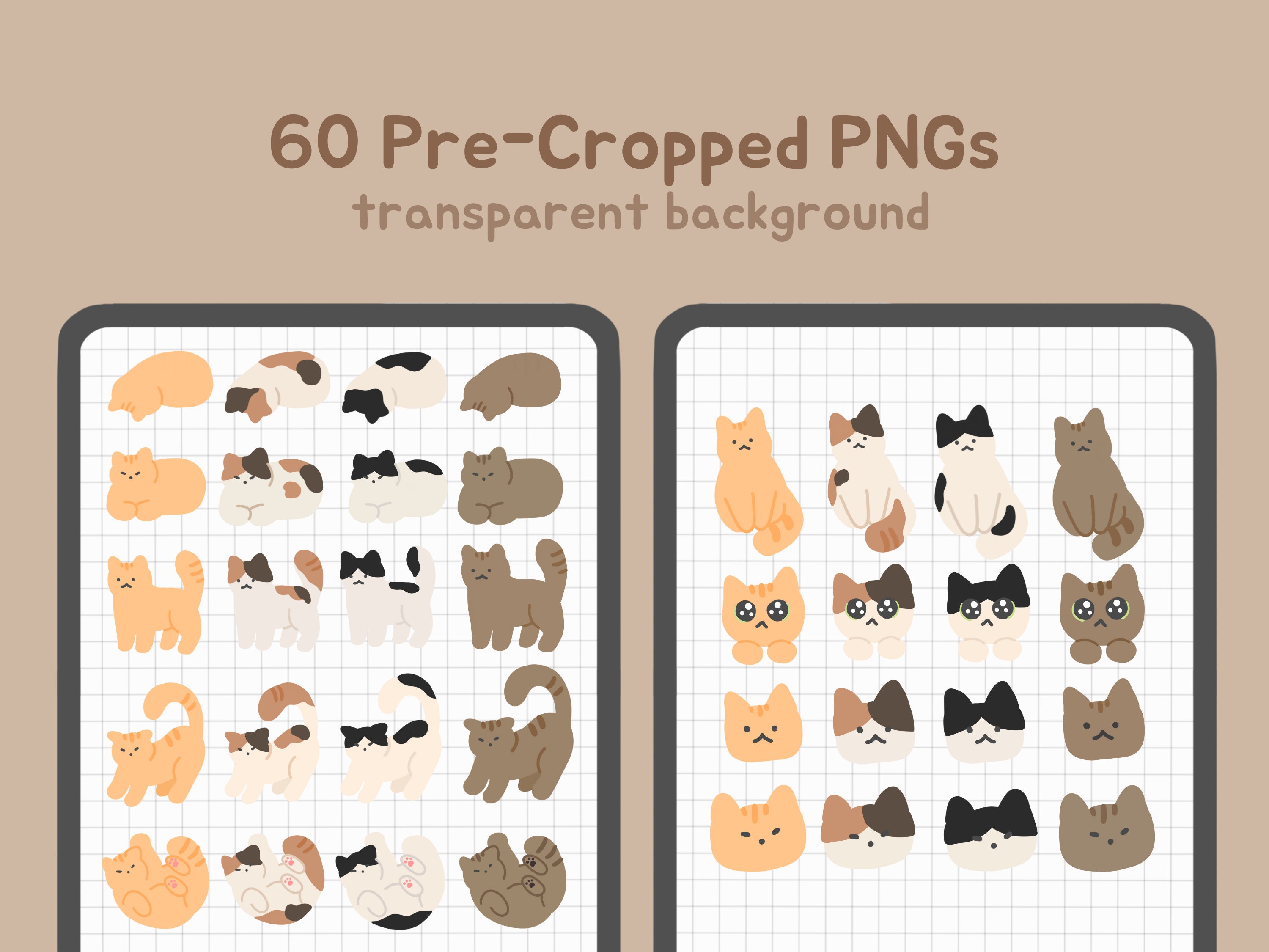 Cozy Kitty Sticker Pack | Kawaii Cat Digital Pngs, Aesthetic Goodnotes ...