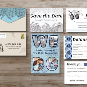Suite de invitación de boda mediterránea
