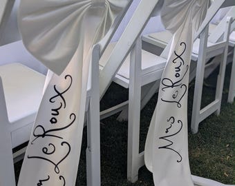 Personalised Satin Bow: Wedding Chair/event Decoration, 150cm Ribbon