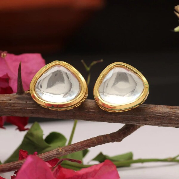 White Color Kundan Stud Earrings