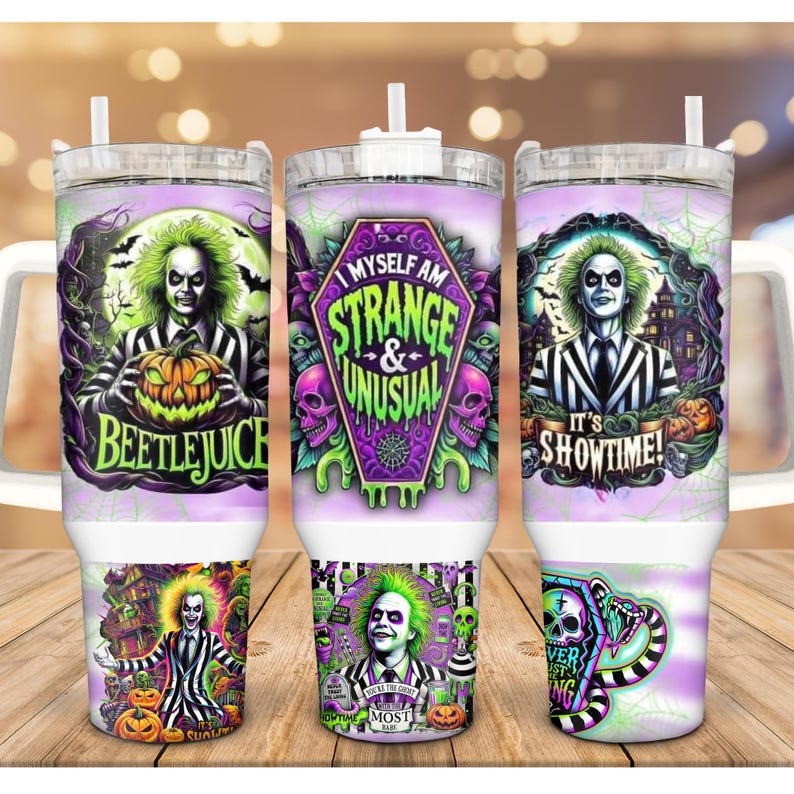 Beetlejuice, 40oz Tumbler With Handle Etsy Australia