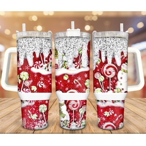 Candy Christmas, 40oz Tumbler with handle