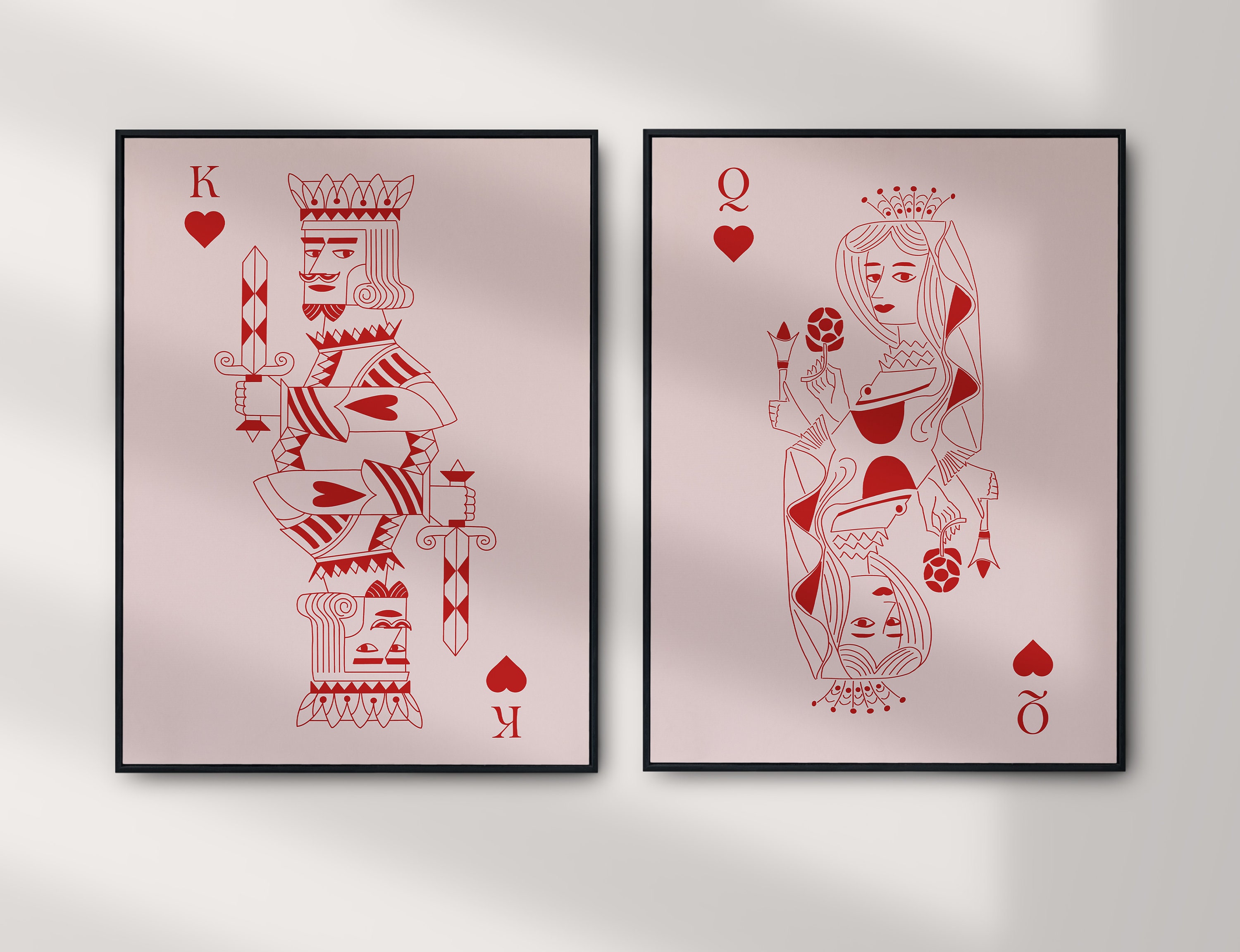 King / Queen Playing Card Set, His & Hers Wall Art, Vintage Style, Set of 2  Prints, Wall Decor, Digital Download, Retro Decor, Printable Art -  UK