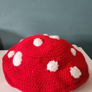 crocheted mushroom hat