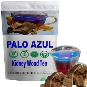 Palo Azul Premium, Kidney Wood tea (8 oz) Wild crafted, 100% Natural, Resealable bag,Non-GMO, Gluten free, Herbal tea, Blue stick (8 oz)