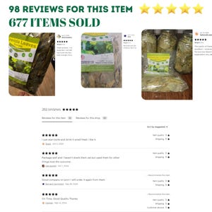 May include: A close-up of a package of dried Graviola leaves. The package is labeled "Graviola Leaves Soursop". The product has received 98 reviews and 677 items have been sold. Close-up of high-quality dried Annona Muricata leaves for medicinal herbal tea