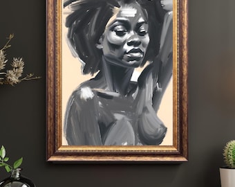 Retrato de mulher negra em pôster, decoração afro-americana para casa (download digital)