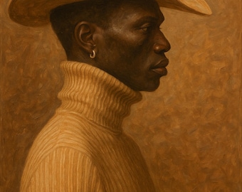 Impresión de retrato de vaquero Collin / Pintura al óleo country western (descarga digital)