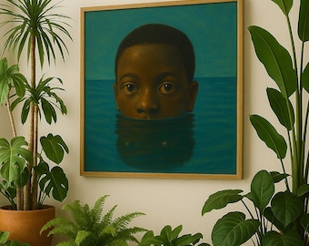 Boy in Water Art Print | African American Portrait (Digital Download)