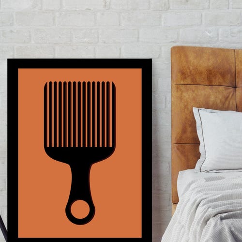 Afro Pick Digital Download Printable Art Print Terra Cotta African American Hair Culture Ethnic Wall Art Black Art Graphic Modern Design
