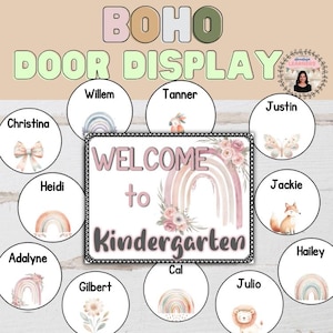 Boho Rainbow Themed Door Display | Boho Animal Decor | Back to School | Editable