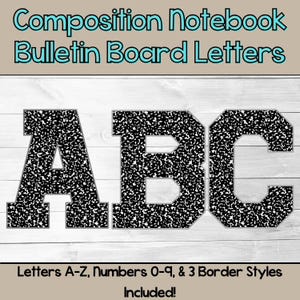 Komposition Notebook Bulletin Board Buchstaben und Rahmen | Zurück zu Schuldekor | PDF-Datei