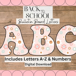 Smiley Face Bulletin Board Letters, Groovy Bulletin Board Letters, Back to School Bulletin Board Letters, Bulletin Board Letters