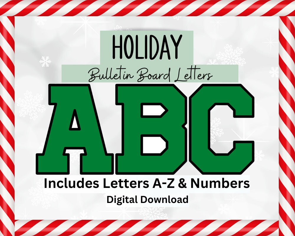 Winter Bulletin Board Letters, Christmas ABC Letters, Bulletin Board