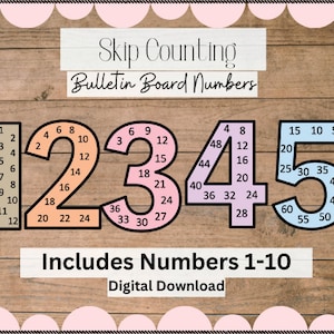 Neutral Skip Counting Numbers, Skip Counting Bulletin Board Numbers, Math Bulletin Board