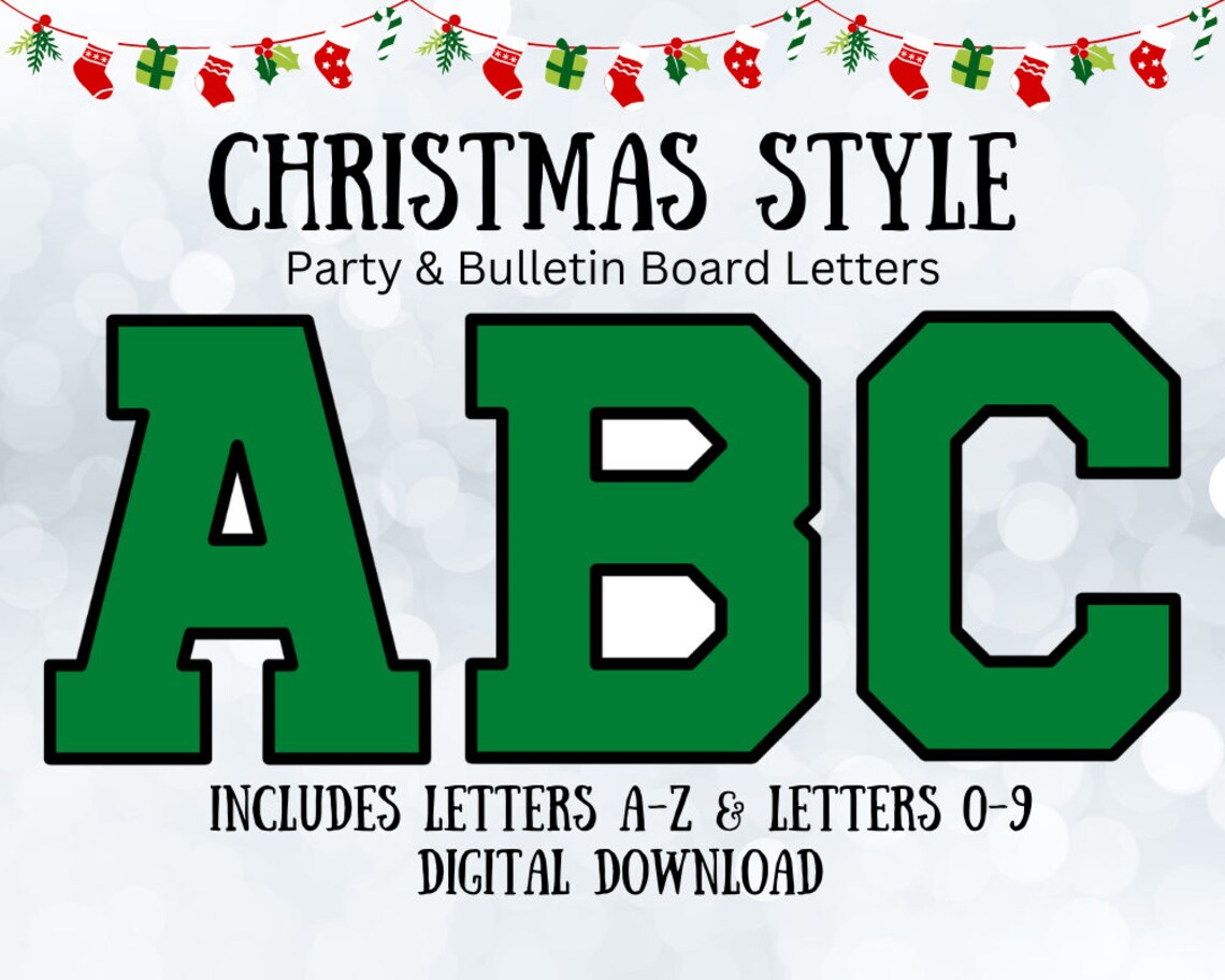 Winter Bulletin Board Letters Christmas ABC Letters Bulletin Etsy