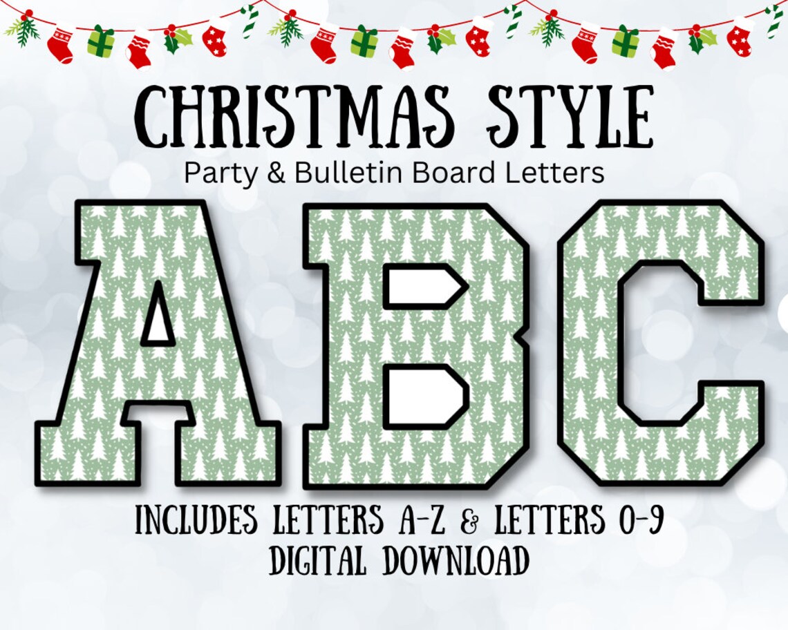 Winter Bulletin Board Letters Christmas ABC Letters Bulletin Etsy