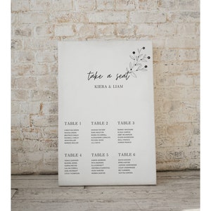 Wedding Seating Chart template, Editable Seating Plan, Canva template, Digital download, You Print, Modern Calligraphy