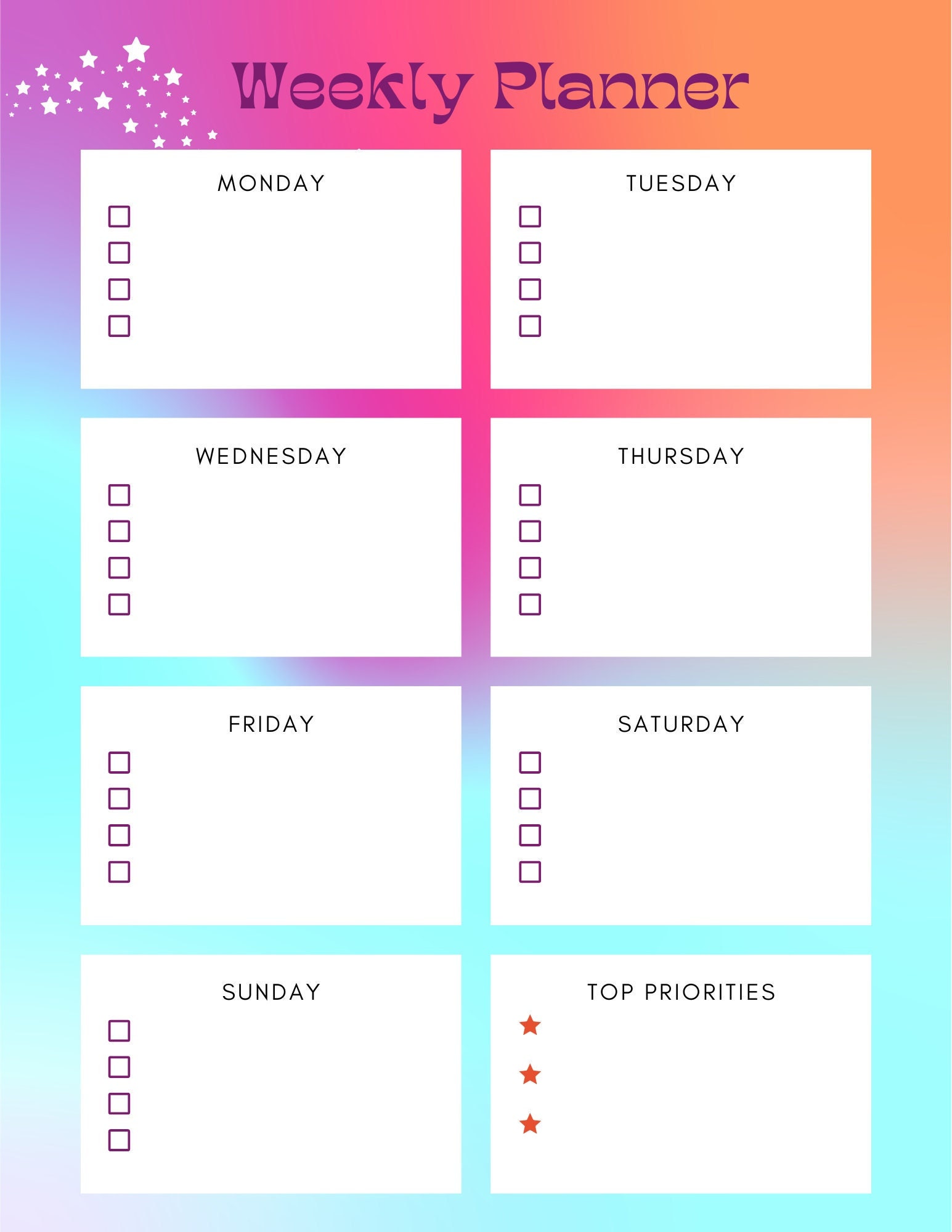 Weekly Planner Printable 8.5 X 11 Weekly Planner Canva Template ...