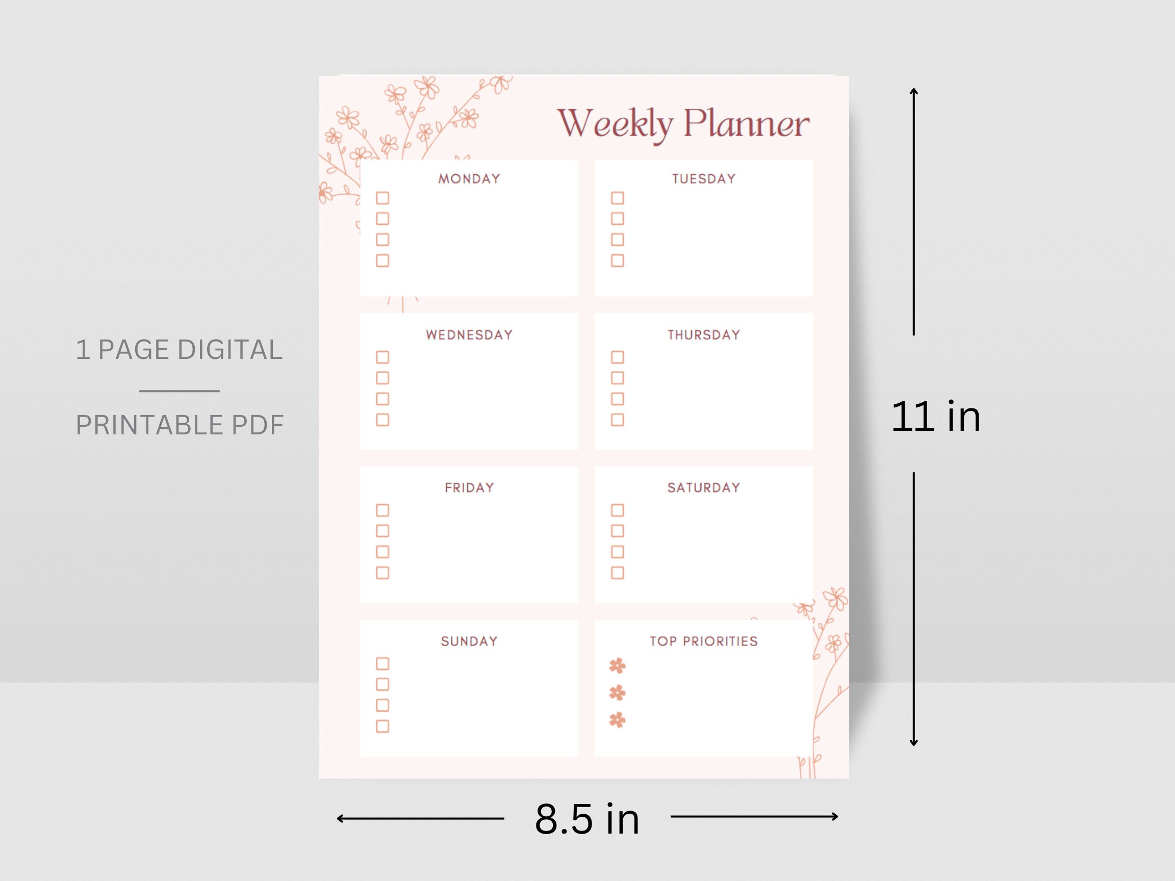 Weekly Planner Printable | Weekly Planner Undated| Canva Template ...