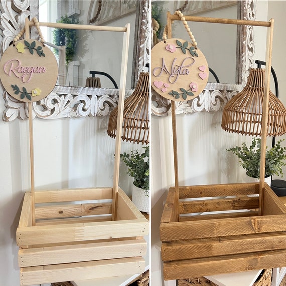 Holz-Aufbewahrungskorb Für Babyzimmer - Stilvolle Geschenkbox Mit Griff