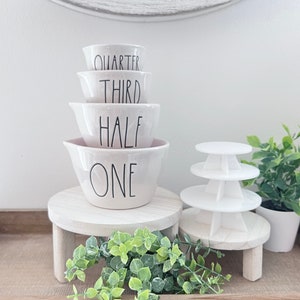 ASSEMBLED Rae Dunn Compatible Measuring Cups Risers | 3PC Set | Wood or Acrylic | Farmhouse Style | Measuring Cups NOT Included