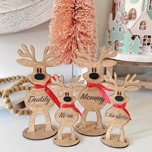 Free Standing Reindeer Family Decorations | Table Place Settings | Holiday Decor