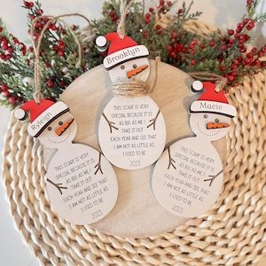 Personalized Engraved Snowman Height Measurement Ornament For Children