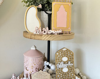 Islamic Ramadan Theme Tiered Tray Set | Mini Home Decor Signs