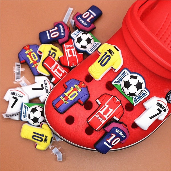 CHARMES SPORTIVES, Coupe du Monde 2022, Charmes Croc Mignons, Chaussures Croc Résine Style Maillot de Football Pin Clips, Messi, Ronaldo, Neymar, James