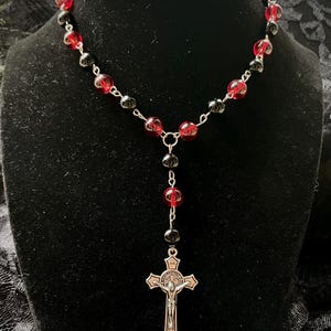 Black and Red Crucifix Choker