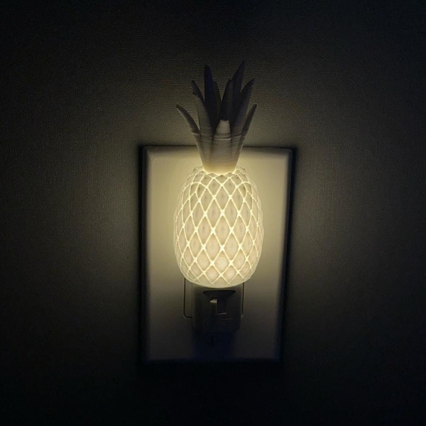 Pineapple Night Light Plug In LED - Tropical Decor for Bedroom or Nursery, Manual Switch or Automatic Sensor