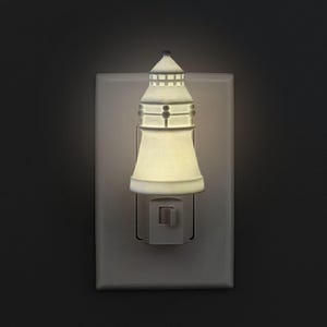 Lighthouse Night Light Wall Plug-In | Coastal-Inspired Nightlight for Beach Lovers & Zen Seekers | Nautical Home Decor Lighting