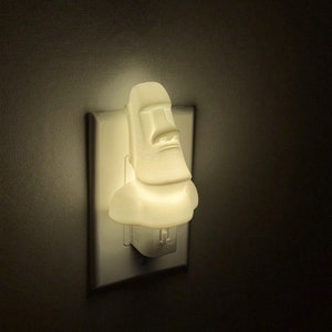 Easter Island Tiki Statue Night Light (plug-in, manual switch or auto sensor LED)