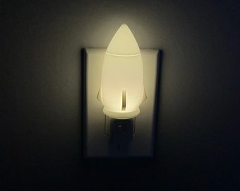 Space Rocket Night Light  (plug-in, manual switch or auto sensor LED)