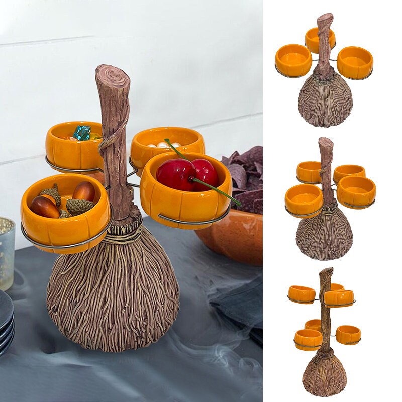 Halloween Pumpkin Snack Bowl Stand Wooden Serving Platter Etsy