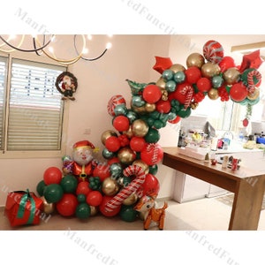 Christmas Character Foam Board Backdrop and Christmas Tree Cut Outs,  Christmas Party Foam Board Props, Red Christmas Backdrop Arch 