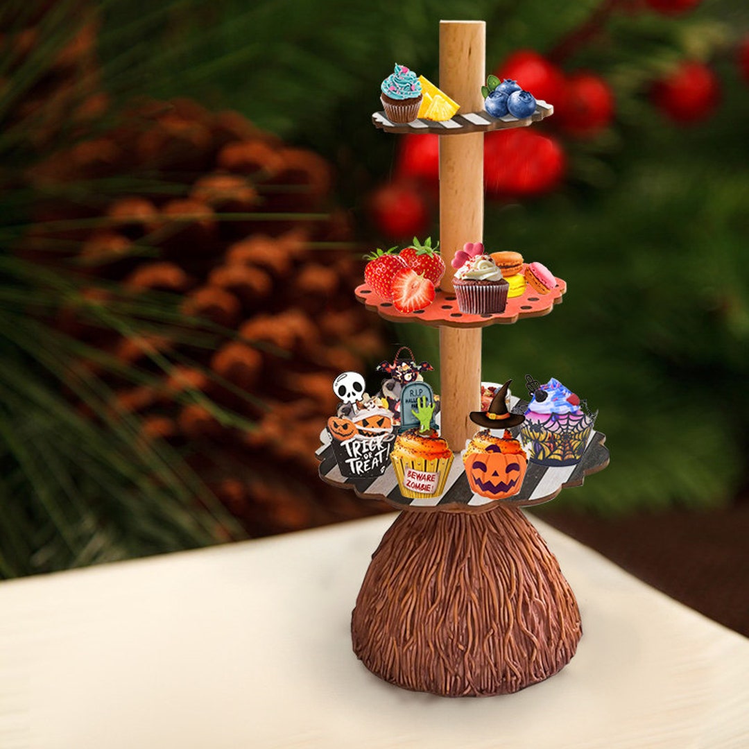 Halloween Pumpkin Snack Bowl Stand Wooden Serving Platter Etsy