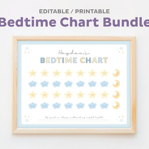 Editable Bedtime Printable Bundle, Sleep Sticker Chart Template, Girl Sleep Tracker, Reward File, Toddler Bed Routine, Instant Digital PDF image 5