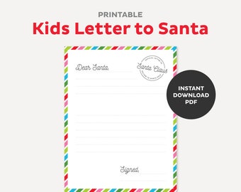 Printable Santa Letter for Kids, Letter to North Pole, Official Santa Claus, Naught or Nice, December Activity, Instant Digital Download PDF