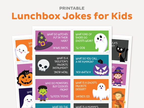 Printable Halloween Lunchbox Jokes for Kids, Funny Lunch Bag Cards, Back to School Notes, Love Notes for Kids, Instant Digital Download PDF