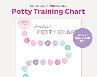 Editable Potty Training Chart, Potty Learning Chart, Potty Training Printable, Rewards Chart, Preschool Chart, Instant Digital Download PDF