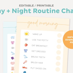 Morning Routine for Kids, Ready for School Routine Chart, Printable Tasks, Evening Responsibility Checklist, Instant Digital Download PDF