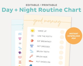 Morning Routine for Kids, Ready for School Routine Chart, Printable Tasks, Evening Responsibility Checklist, Instant Digital Download PDF