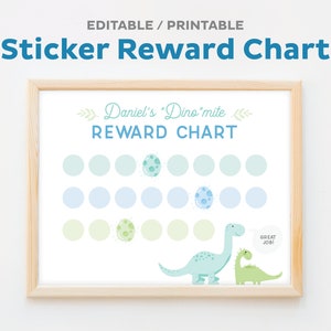 Dinosaur Reward Chart for Kids, Sticker Reward Chart, Kids Chore ...