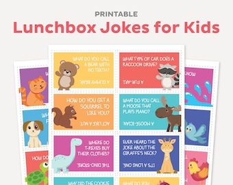 Printable Lunchbox Jokes for Kids, Funny Lunch Bag Cards, Back to School Notes, Cute Silly Love Notes for Kids, Instant Digital Download PDF