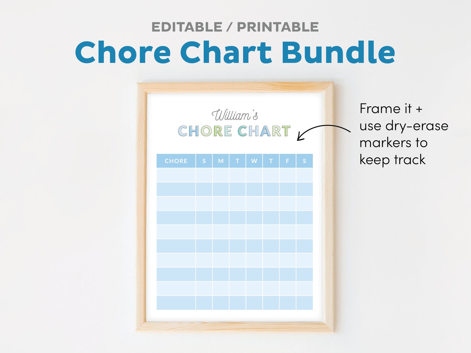Editable Chore Chart for Kids, Kids Reward Chart, Kids Chore Printable ...
