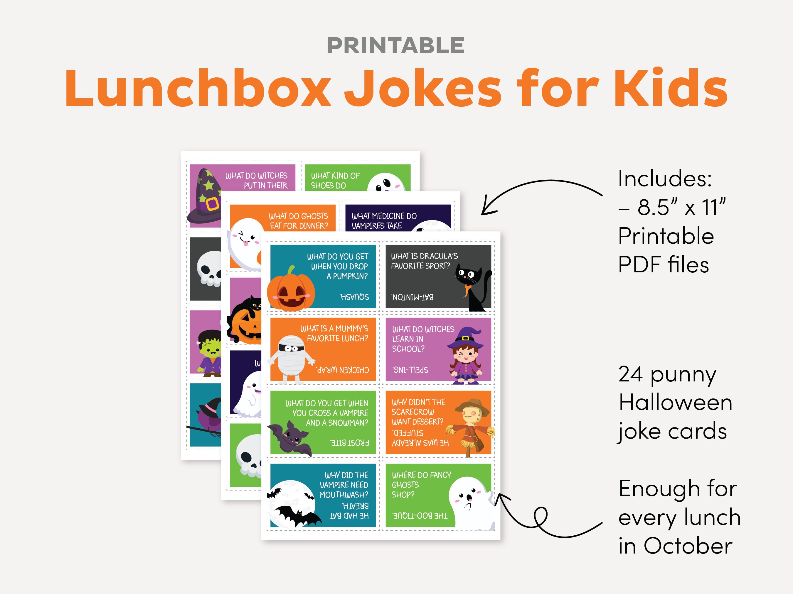 Halloween-Lunchbox Notizen Für Kinder – 50 Witzige Abreißzettel Mit Fakten & Sprüchen